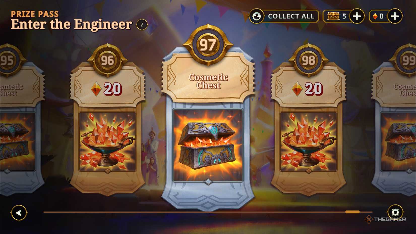 The 97 Prize Tier in The Bazaar, showing a Cosmetic Chest.