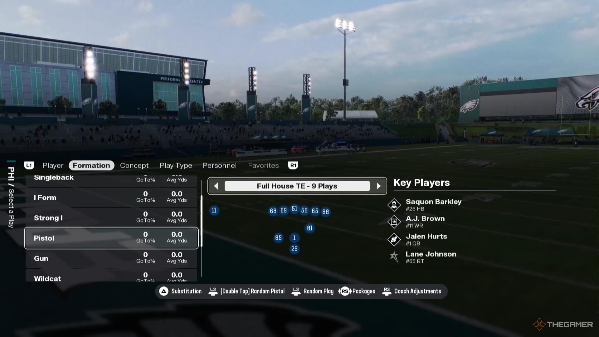 The Eagles playbook in Madden NFL 26.