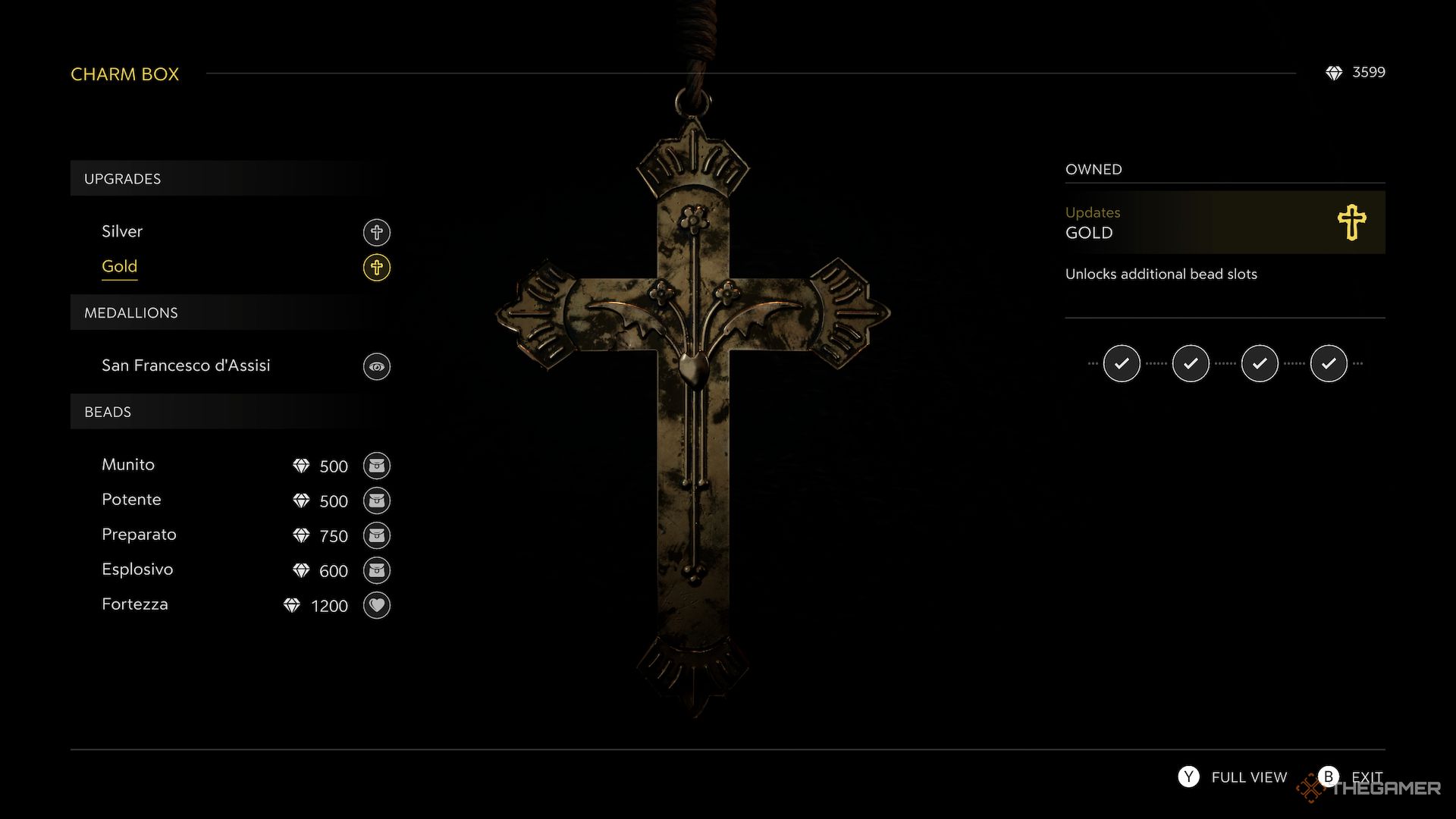 The gold upgrade from the Charm box in Mafia The Old Country.