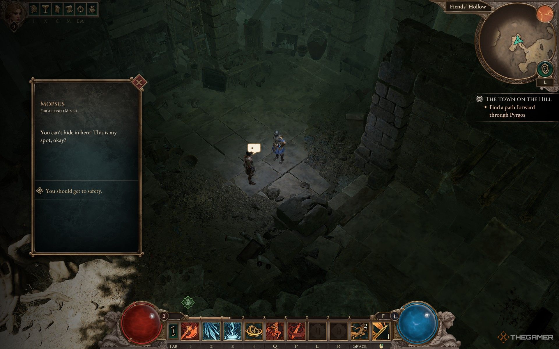 The hiding villager in Cages in the Dark in Titan Quest 2.