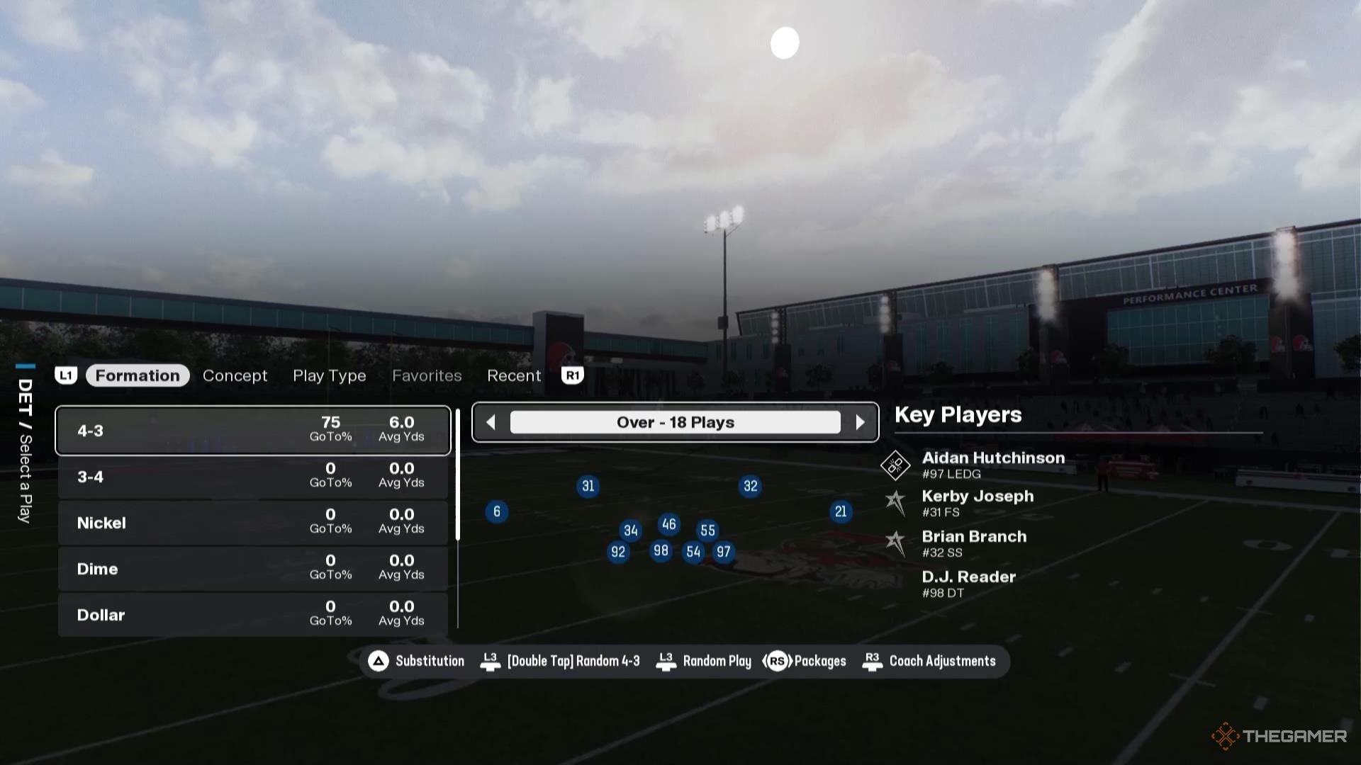 The Lions playbook in Madden NFL 26.