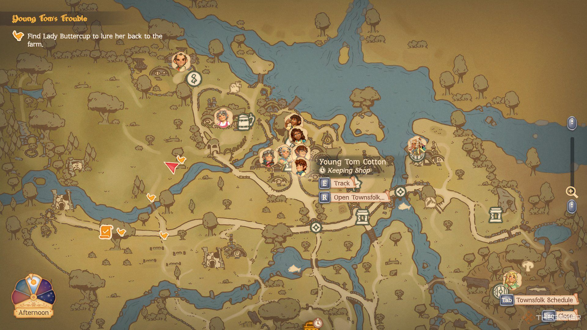 The location of villagers is shown on the map in Tales of the Shire.