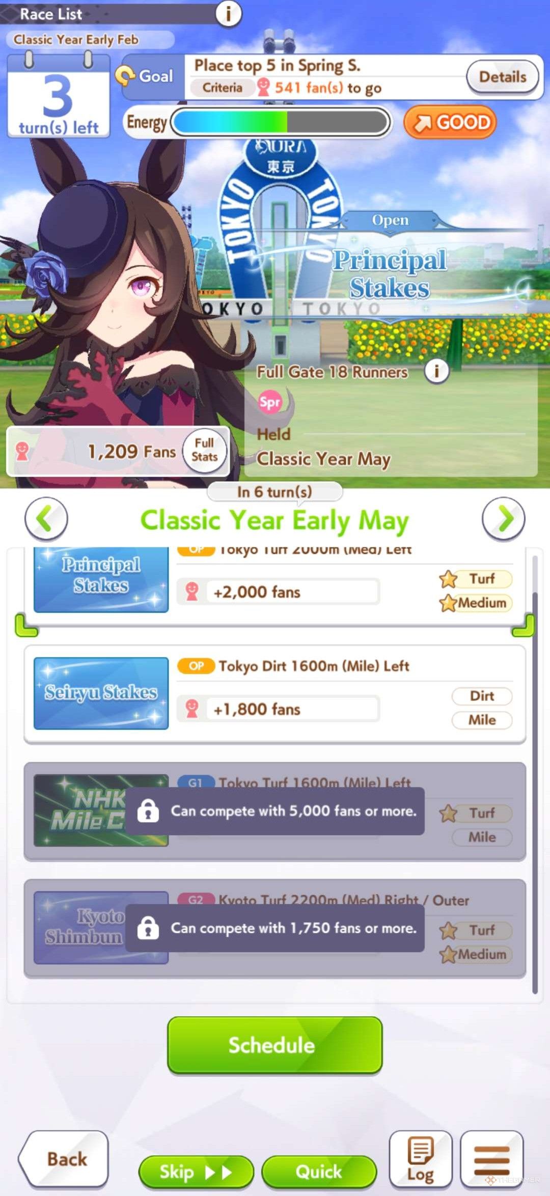 The NHK Mile Cup is shown in the race menu in Umamusume Pretty Derby.