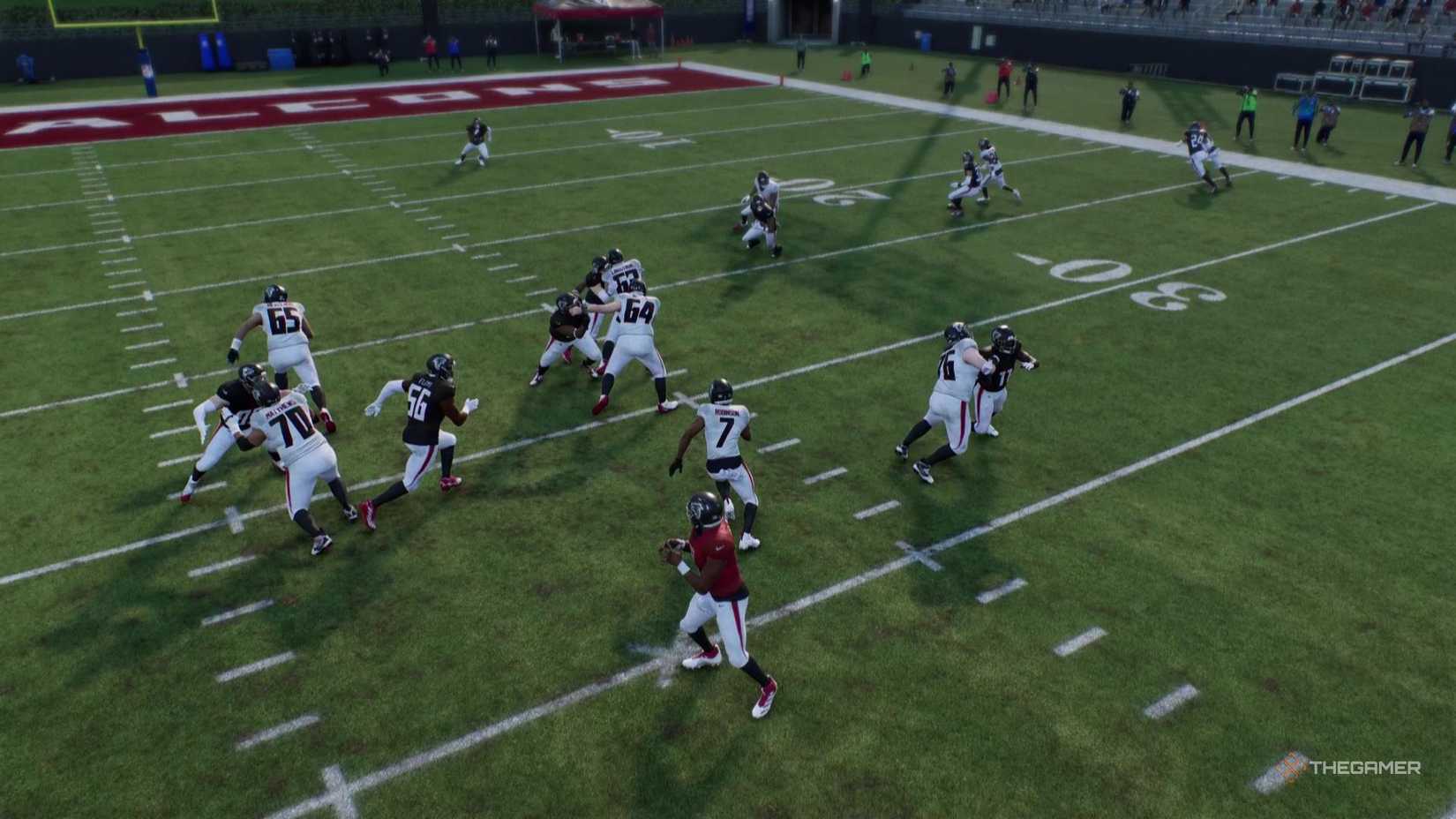 The offensive line opens a hole in Madden NFL 26.