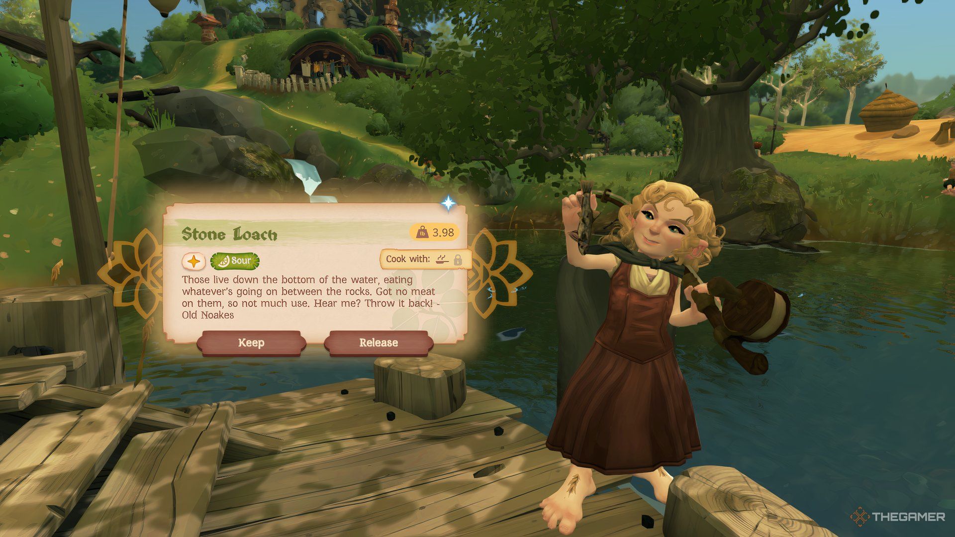 The player has caught a Stone Loach in Tales of the Shire.