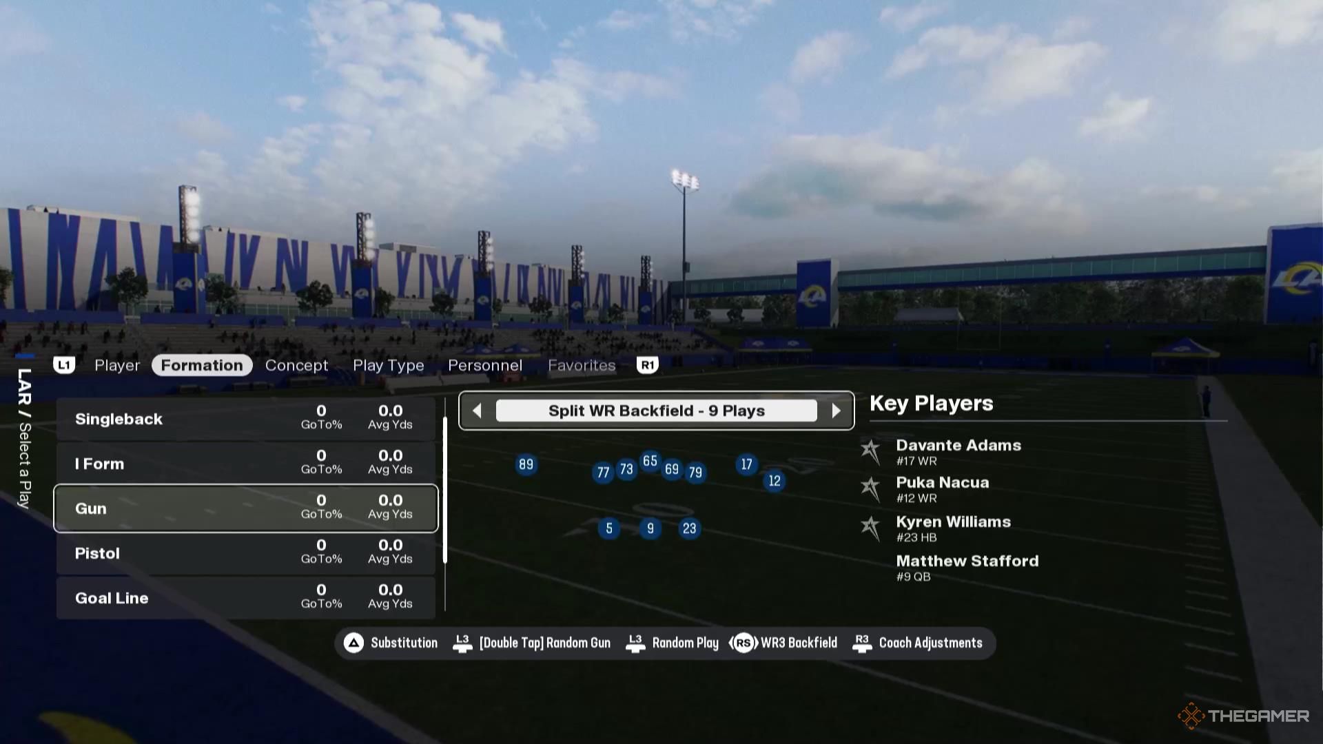 The Rams playbook in Madden NFL 26.