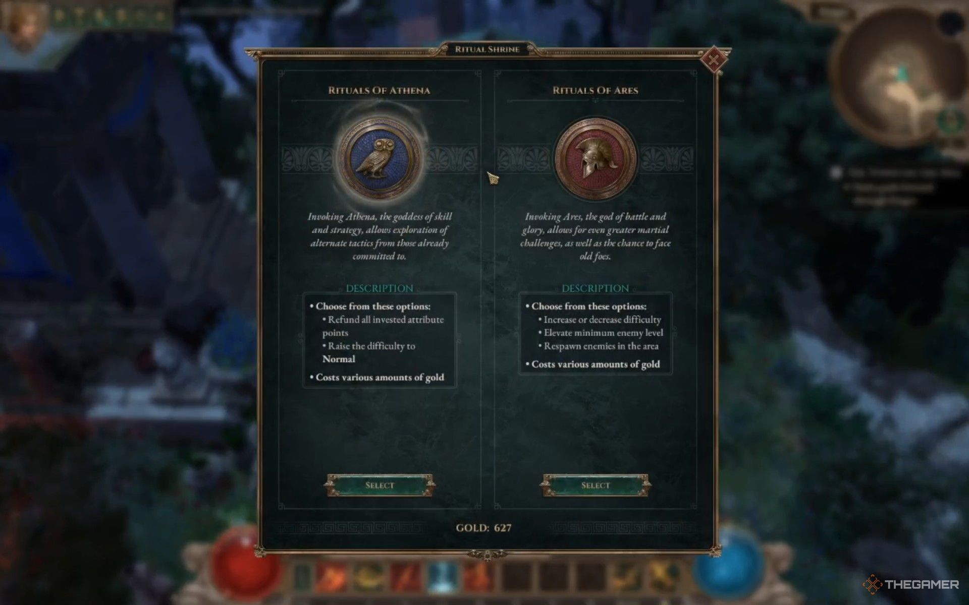 The rituals available at the Ritual Shrine in Titan Quest 2.