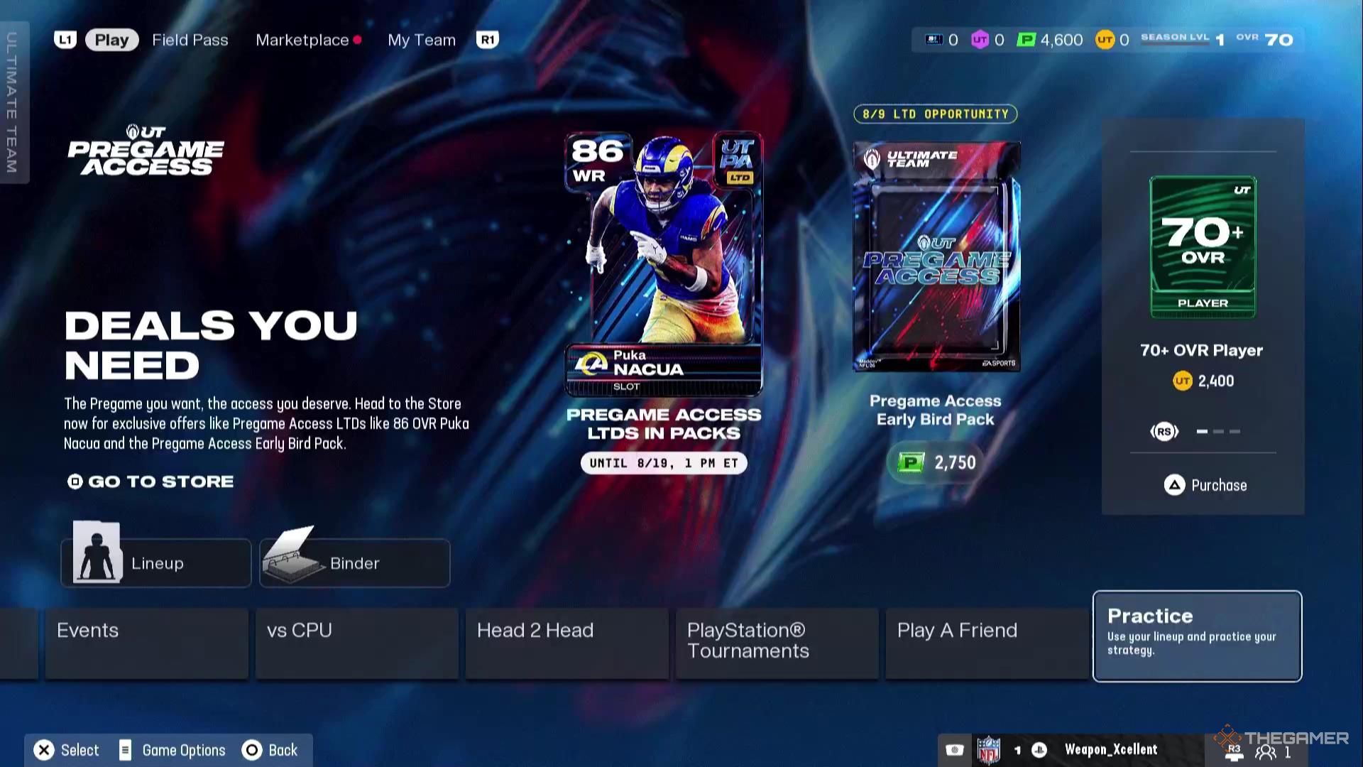 The Ultimate Team menu in Madden NFL 26.