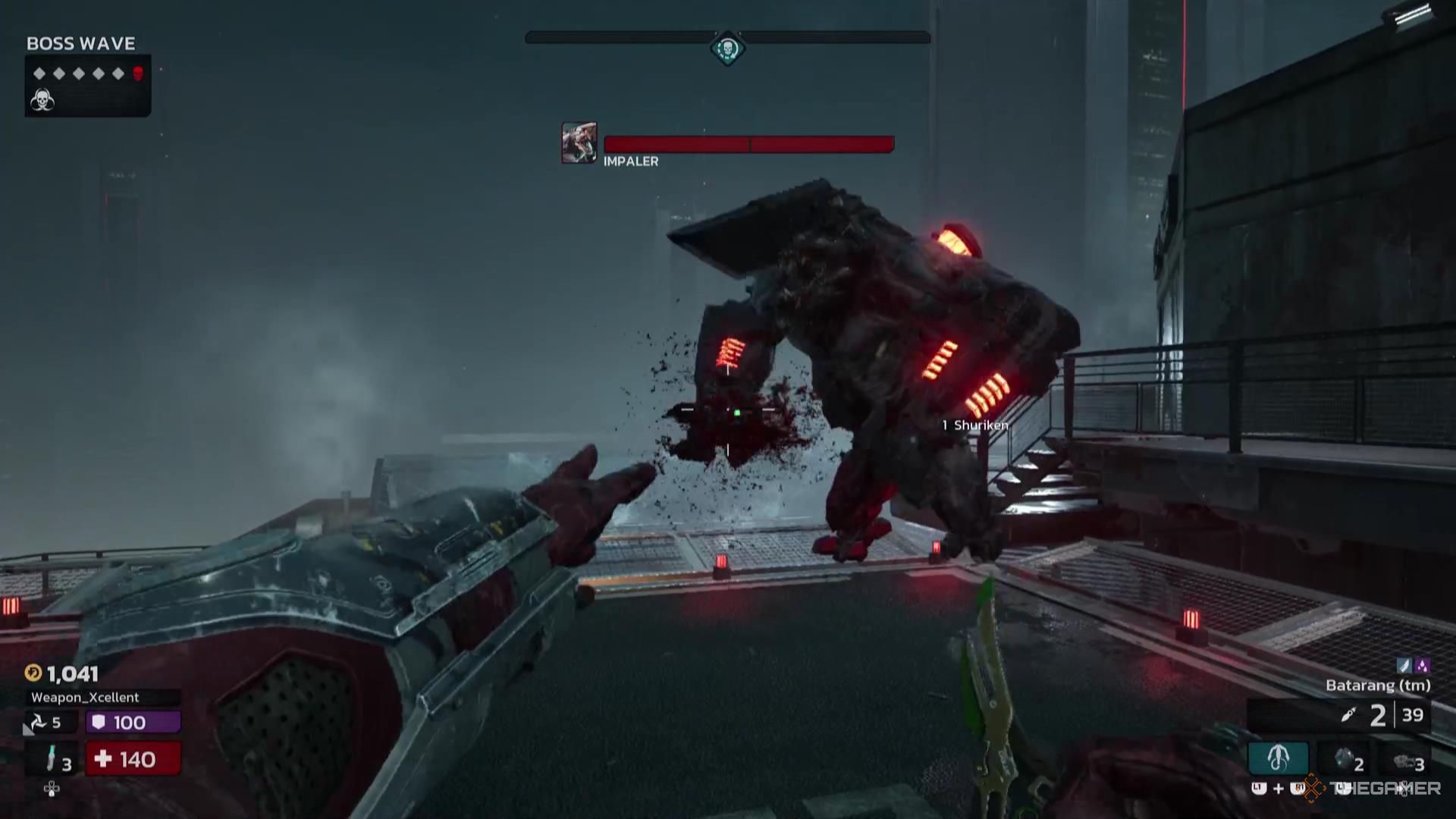 Throwing Shuriken at the Impaler in Killing Floor 3.