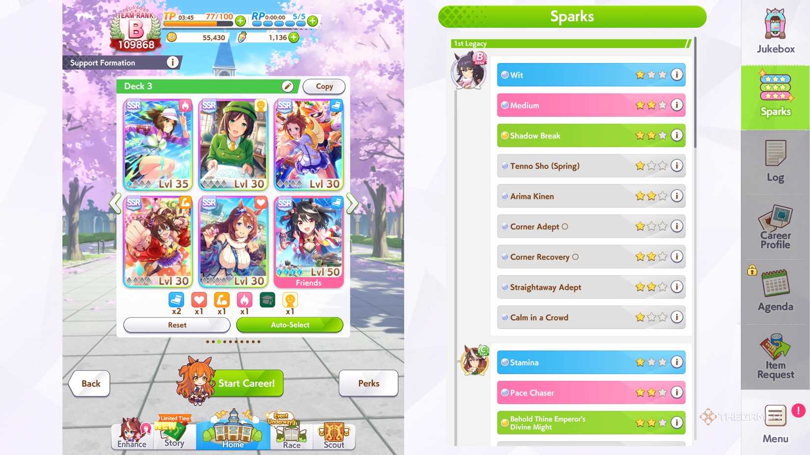 Umamusume Selecting support cards for Mayano Top Gun.