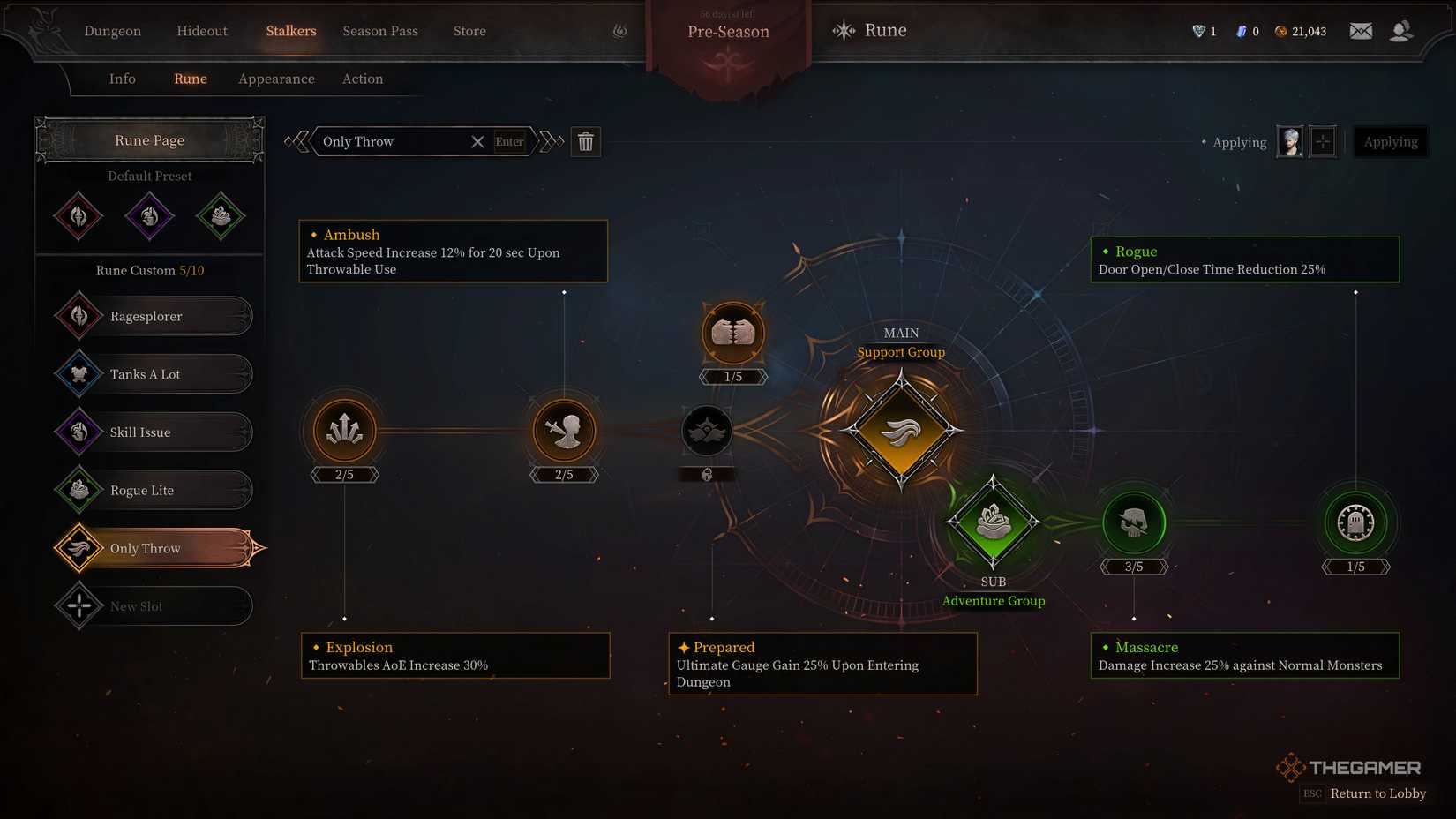 Urud's throwable group dungeon rune sets of Support and Adventure.