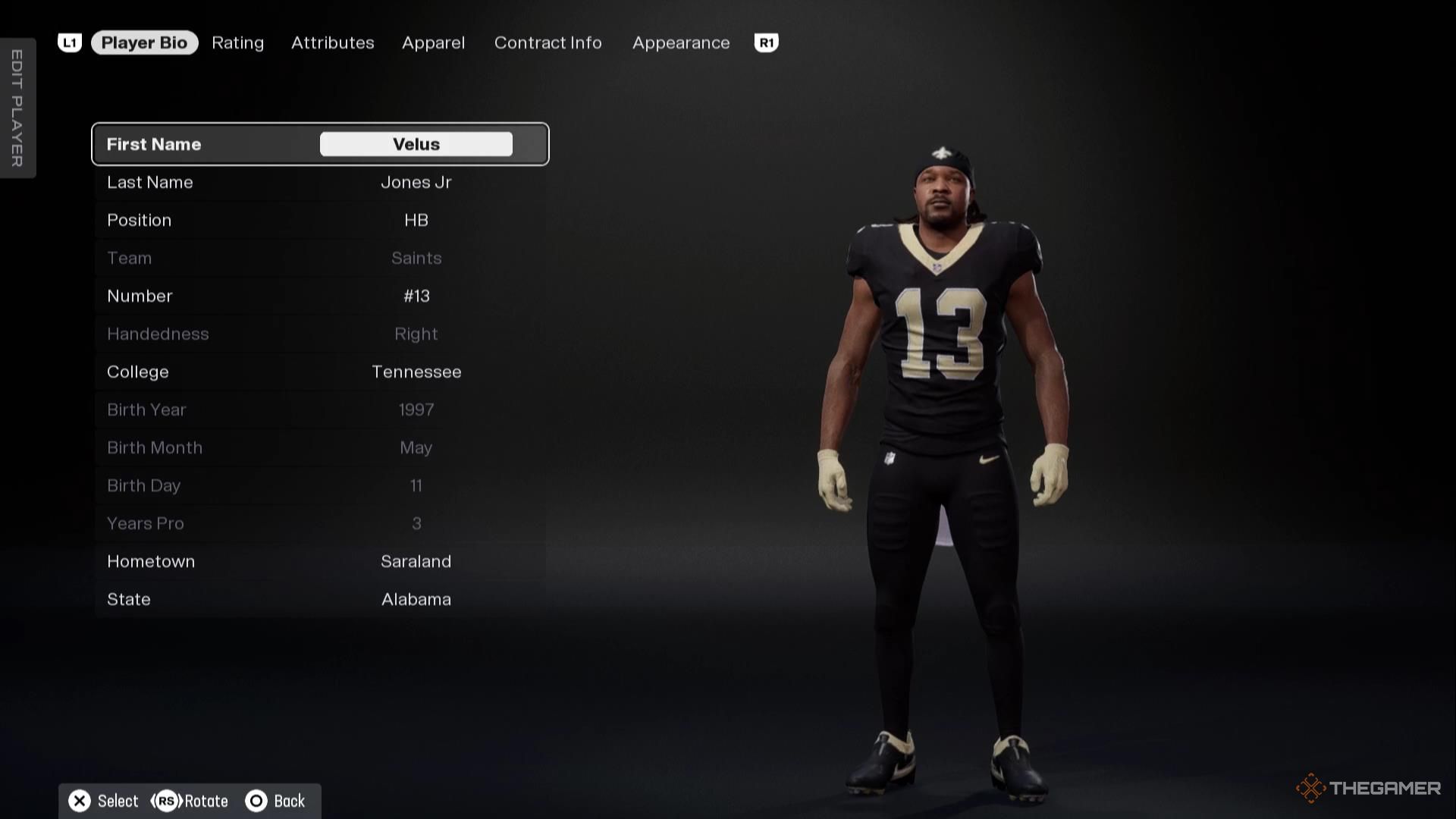Velus Jones Jr in Madden NFL 26.