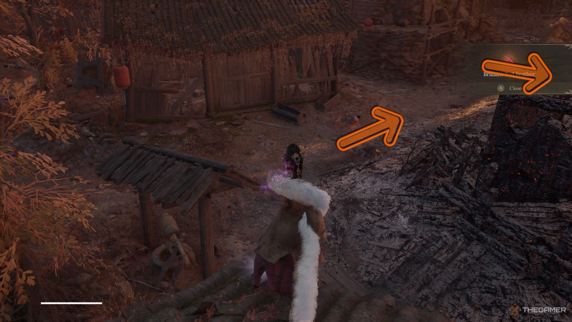 Arrows show the way to the Bloodied Steamed Bunny Bun location in the Battlefield Pass in Wuchang: Fallen Feathers.