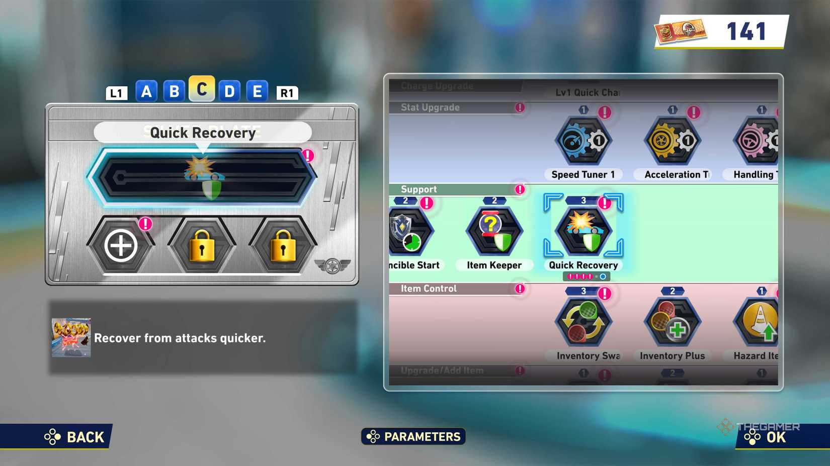 The Gadget selection screen in Sonic Racing: CrossWorlds.