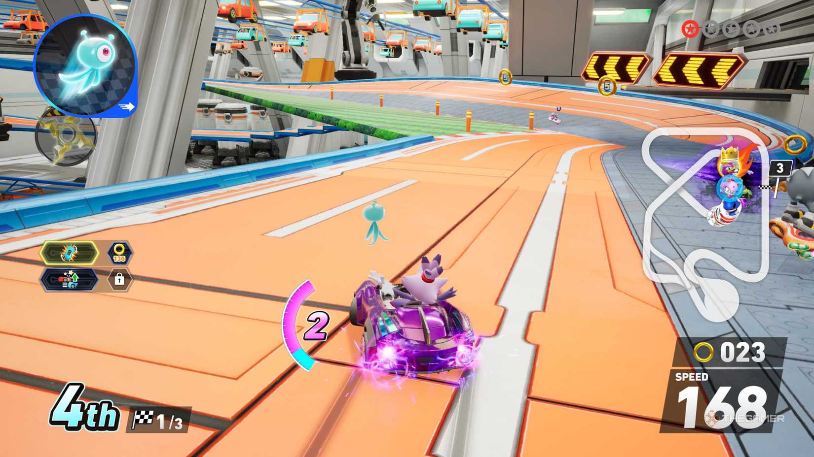 A character power sliding in Sonic Racing: CrossWorlds.