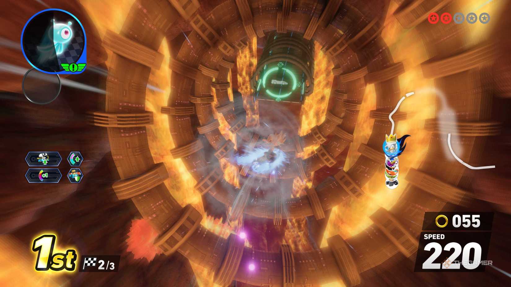 Racing through a flying section in Sonic Racing: CrossWorlds.