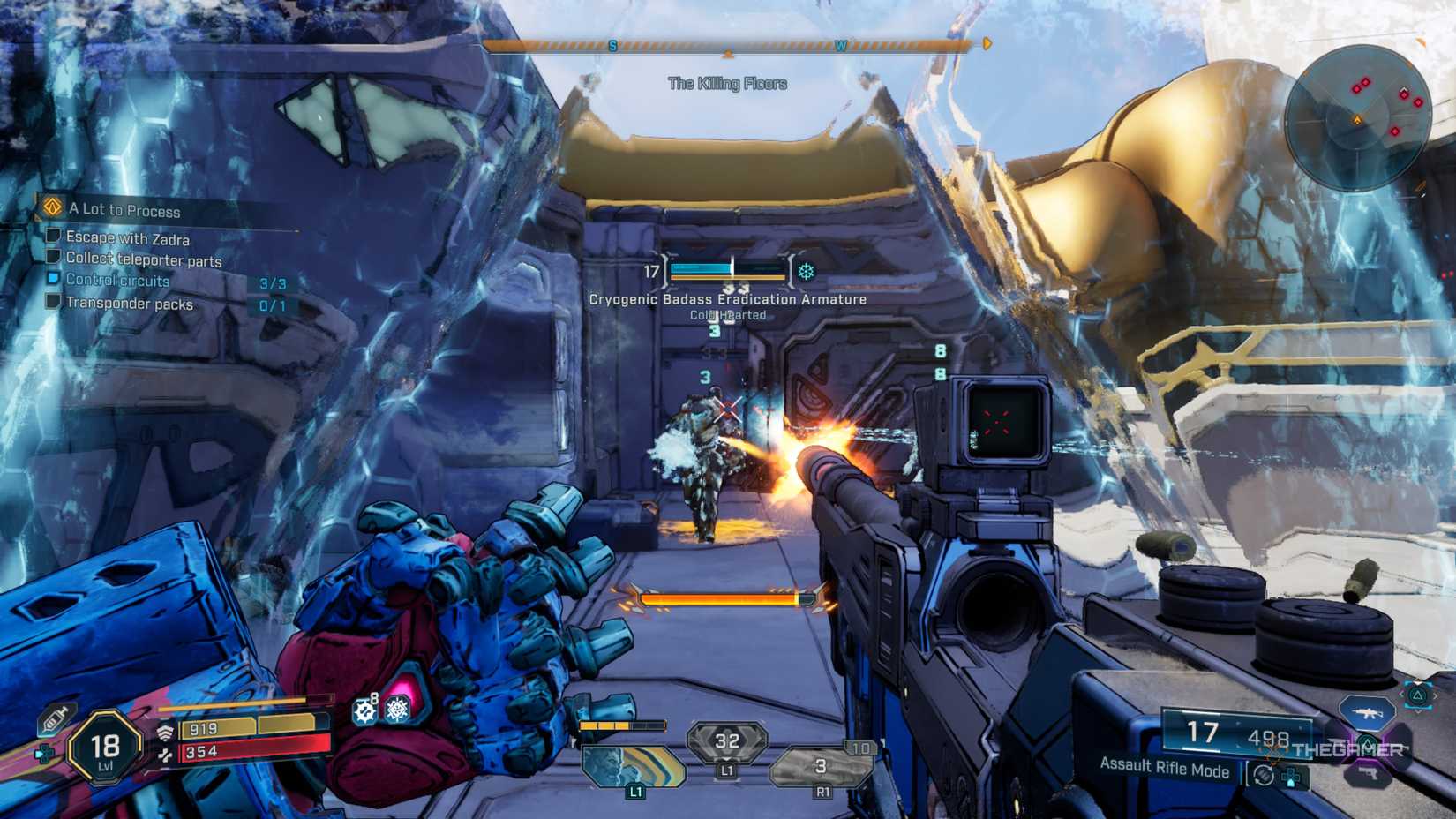Amon using his Crucible action skill against a Badass Armature on the roof of The Killing Floors in Borderlands 4.