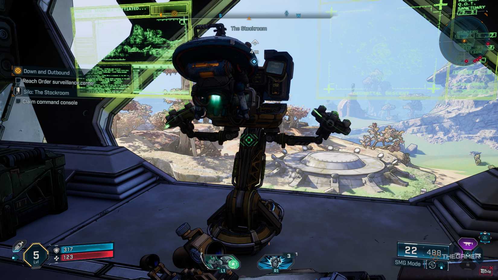 Harlowe watching as ECHO-4 hacks and captures an Order Silo for her in Borderlands 4.
