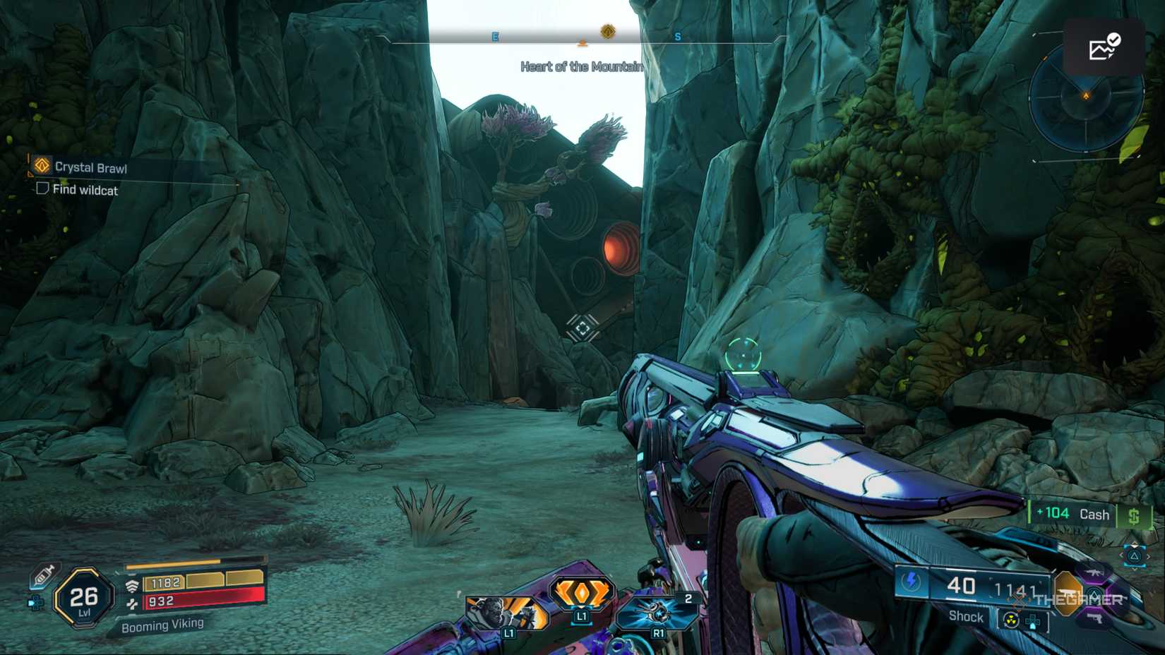 Amon looking up at a path through a cavern with a broken ship in the distance in Borderlands 4.