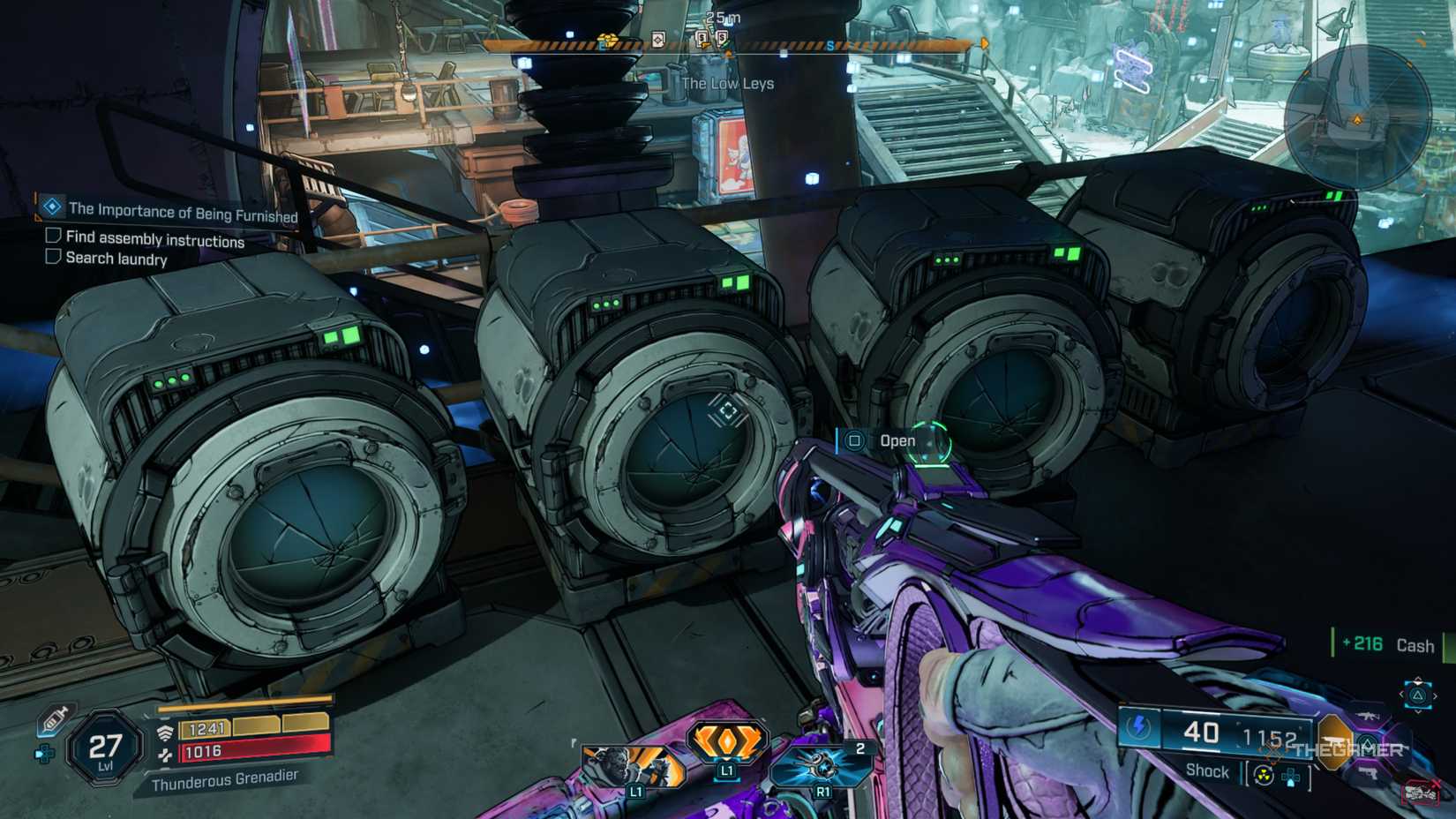 Amon searching through washing machines to look for the assembly instructions in Borderlands 4.