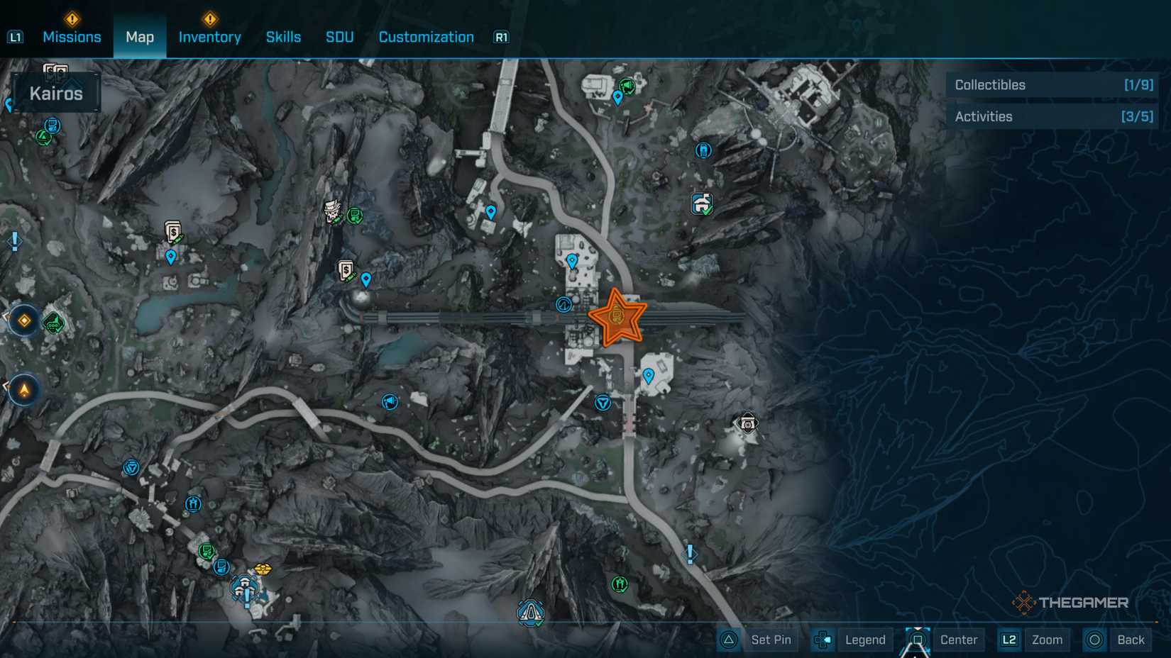 Close up of the northern part of the Terminus Range map with an orange star edited onto the Vault Key Fragment location in Borderlands 4.