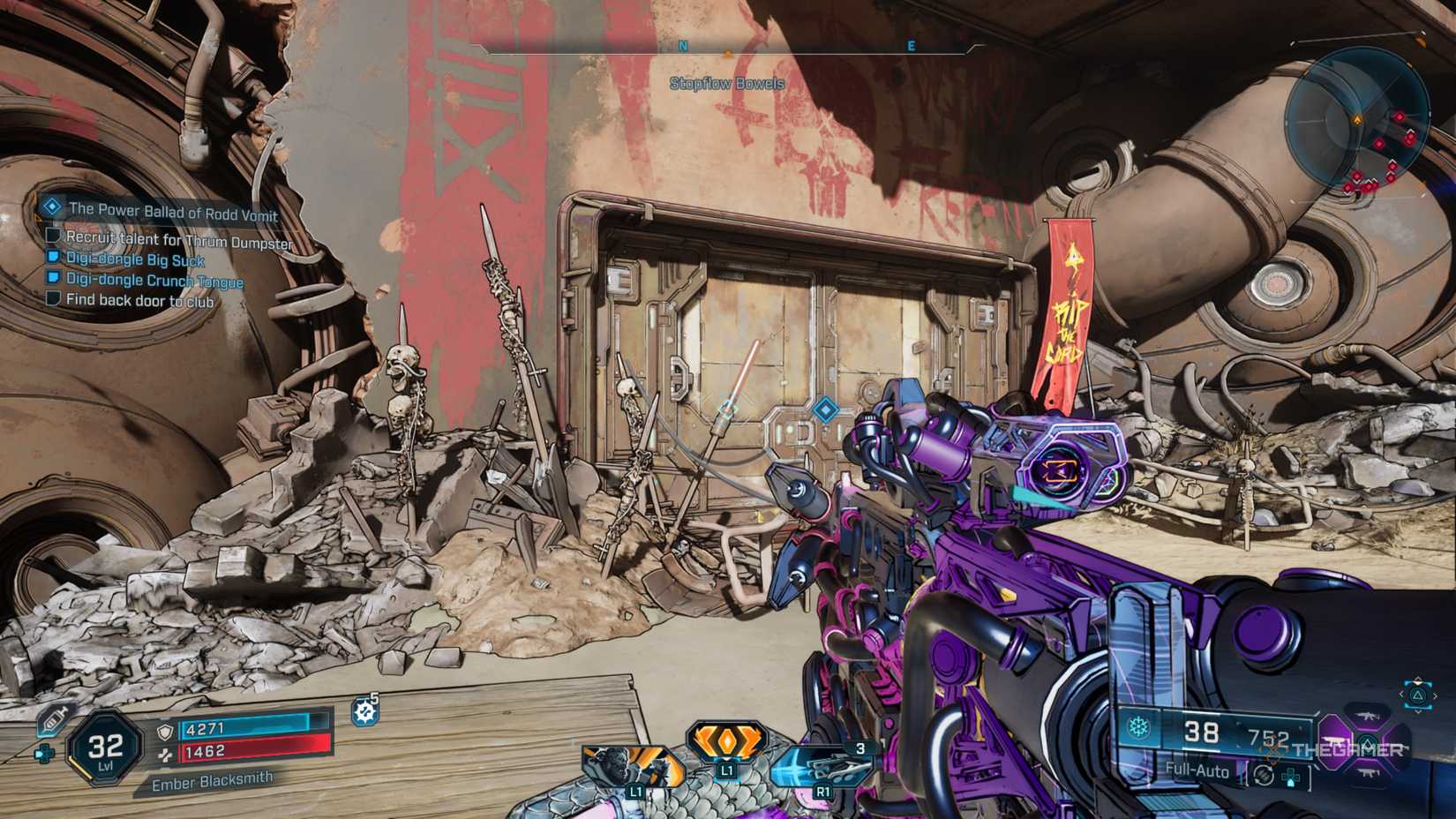 Amon standing in front of the back door to Sketch Calhoun's club in Borderlands 4.