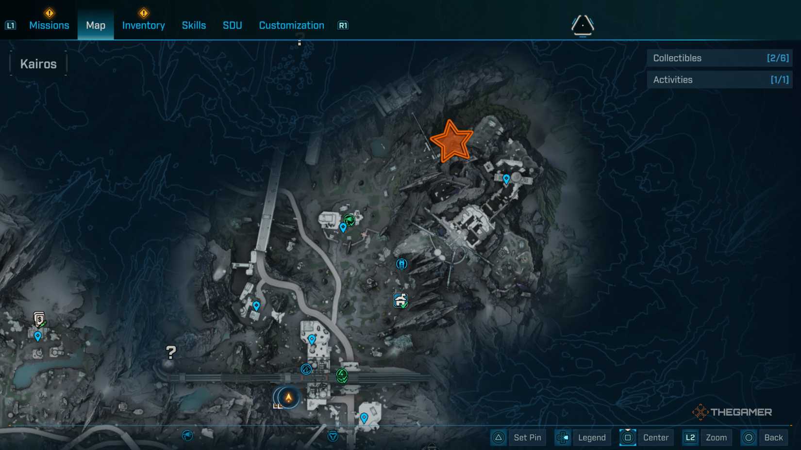 Close up of the Windspear region of Terminus Range with an orange star edited onto where Amara's second location is in Borderlands 4.