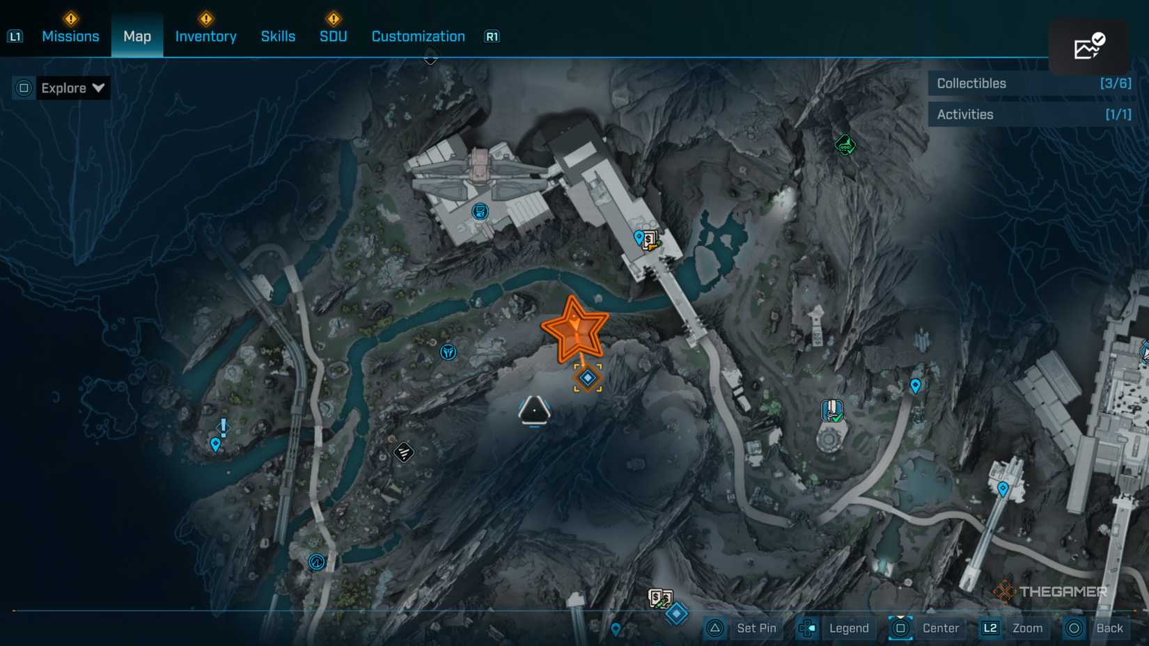 Close up of the northwestern map of the Terminus Range with an orange star edited onto where Arwa will be in Borderlands 4.