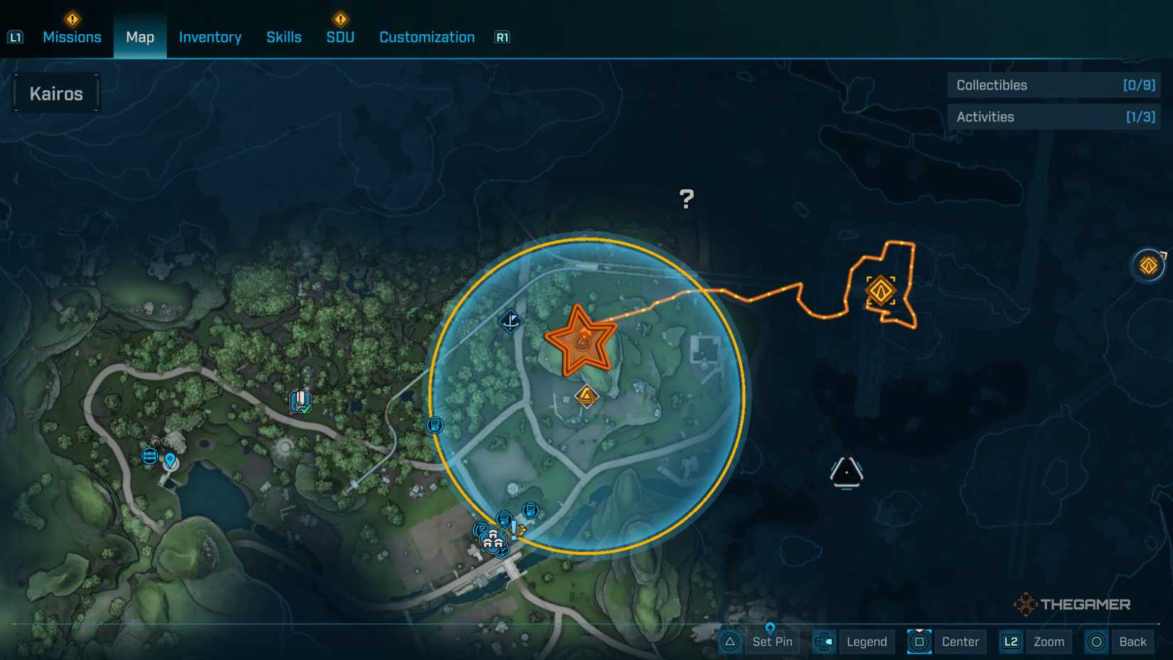 Close up of the Kairos map with an orange star edited onto a rock formation near the bottom in Borderlands 4.