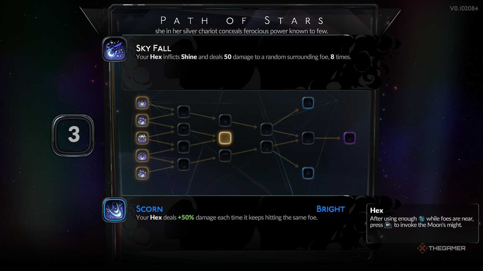 Melinoe inspects the new Path of Stars for the Sky Fall boon in Hades 2.