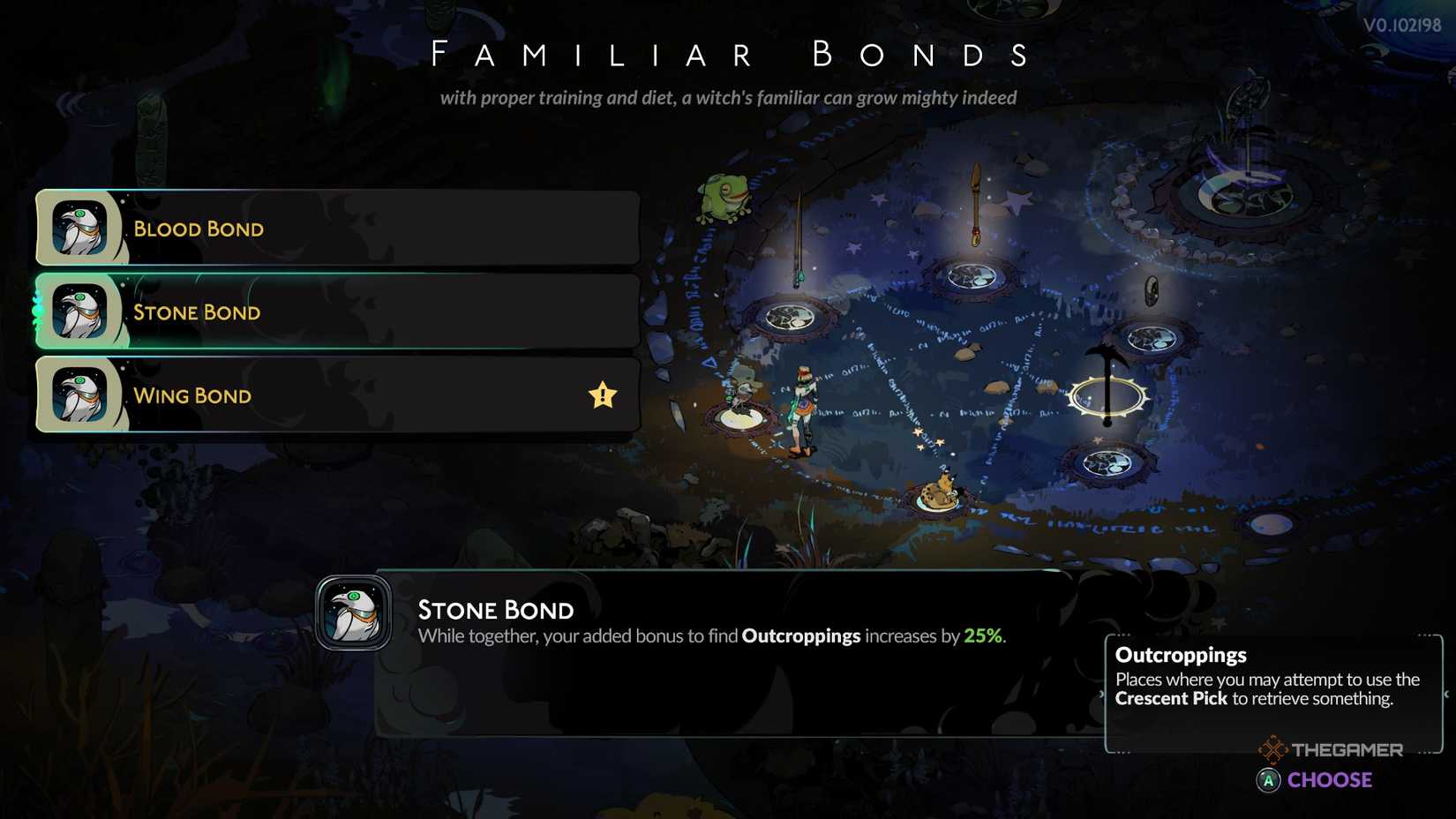 Melinoe prepares to upgrate Raki's Stone Bond ability in Hades 2.