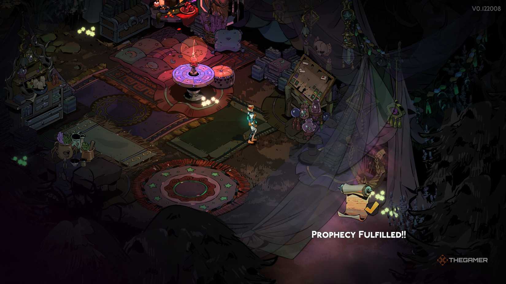 Dora disappears from the tent as Melinoe fulfills her prophecy in Hades 2.