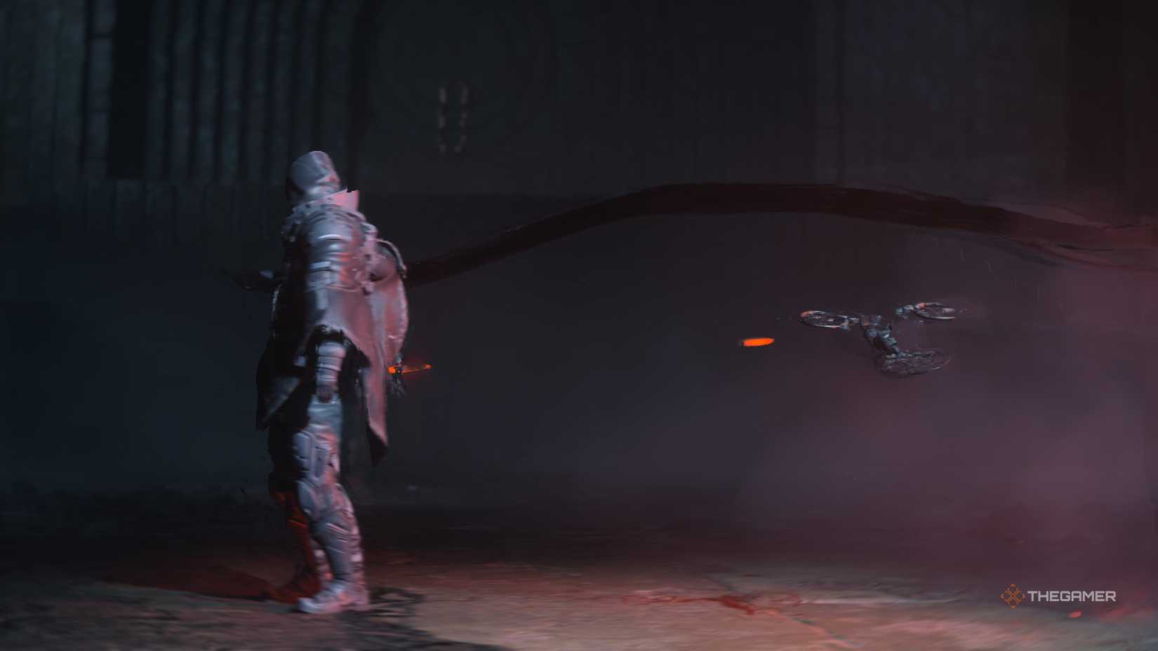An OMSIF soldier with their drone in Hell Is Us.