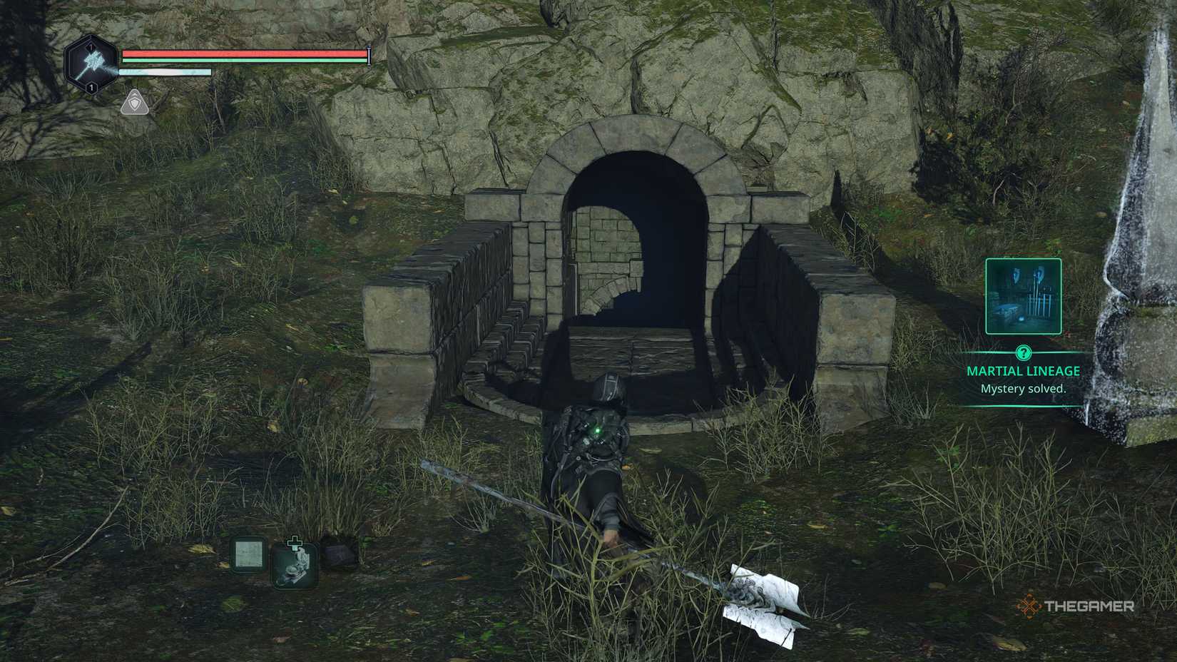Approaching the entrance of the vigil training ground and completing the martial training mystery in Hell Is Us