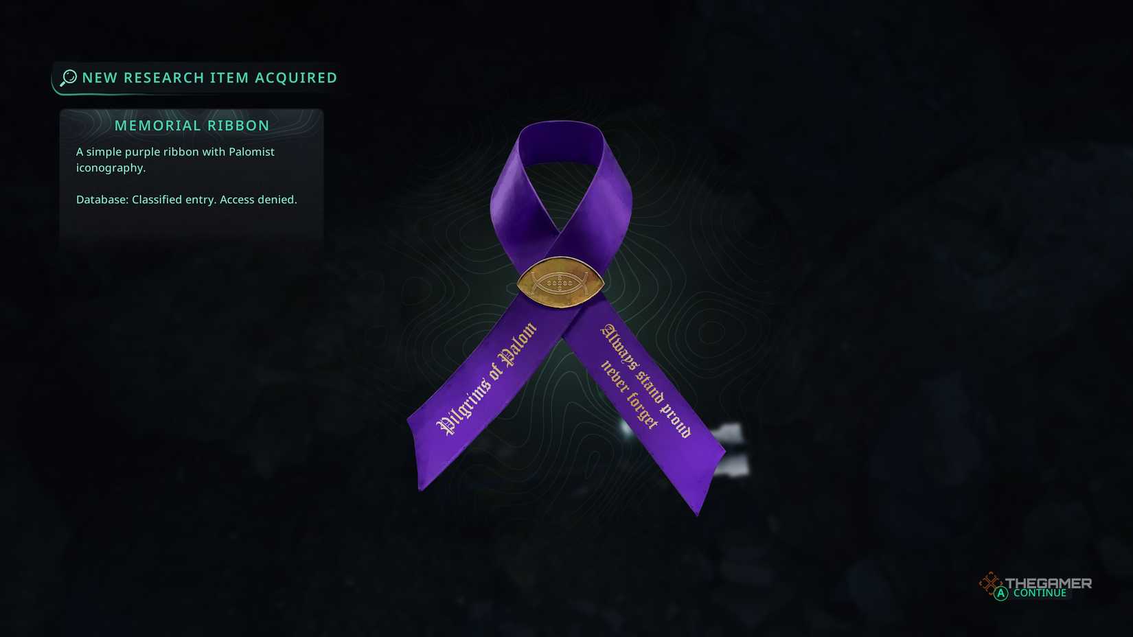 The Memorial Ribbon as seen in Hell Is Us.