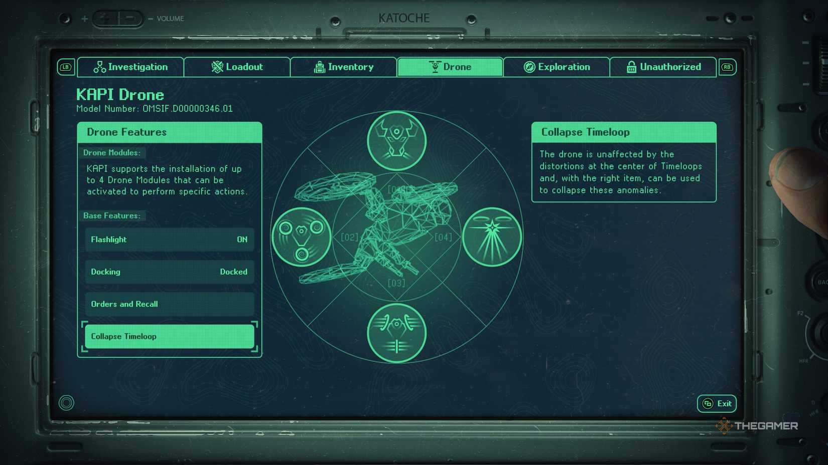 The drone menu in Hell Is Us.