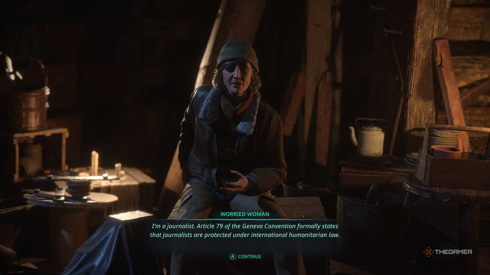 Speaking to Tania for the first time in Hell Is Us.