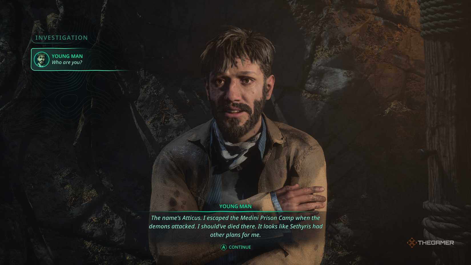 Meeting Atticus in Vysse Plains in Hell is Us.