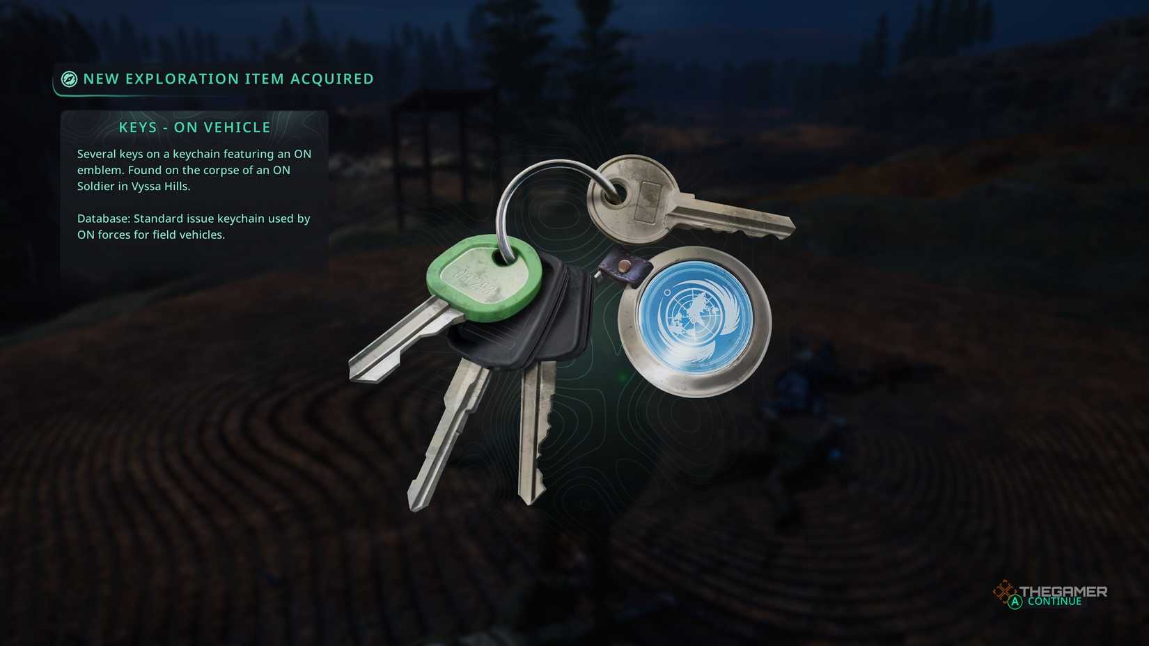 The keys to the ON vehicle in Hell is Us.