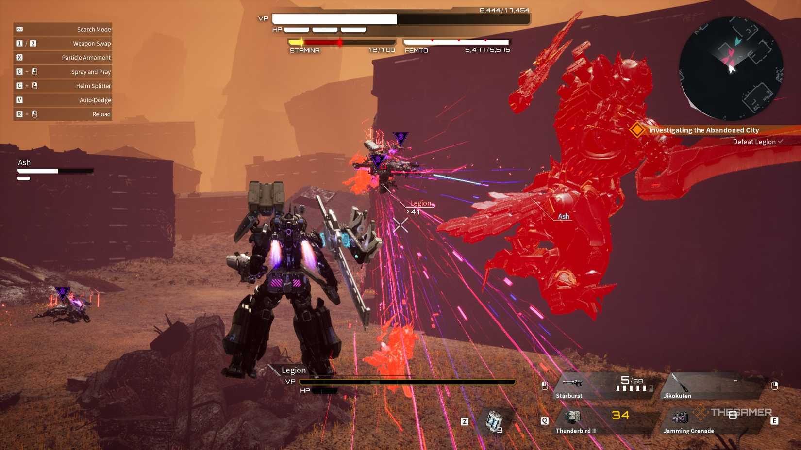the player dodges legion's mirage thrust in daemon x machina: titanic scion.