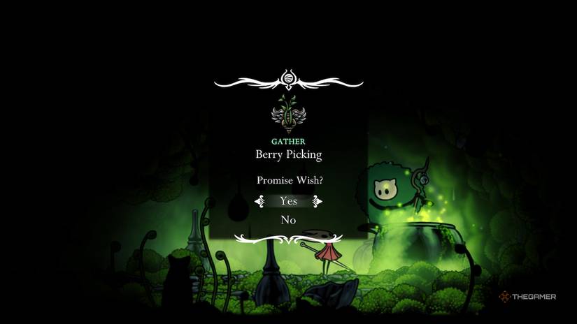 Hornet accepts the Moss Druid's Wish in Hollow Knight: Silksong.