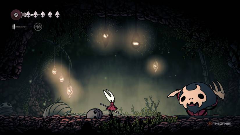 Hornet faces a strong enemy guarding Hunter's March in the Marrow in Hollow Knight: Silksong.