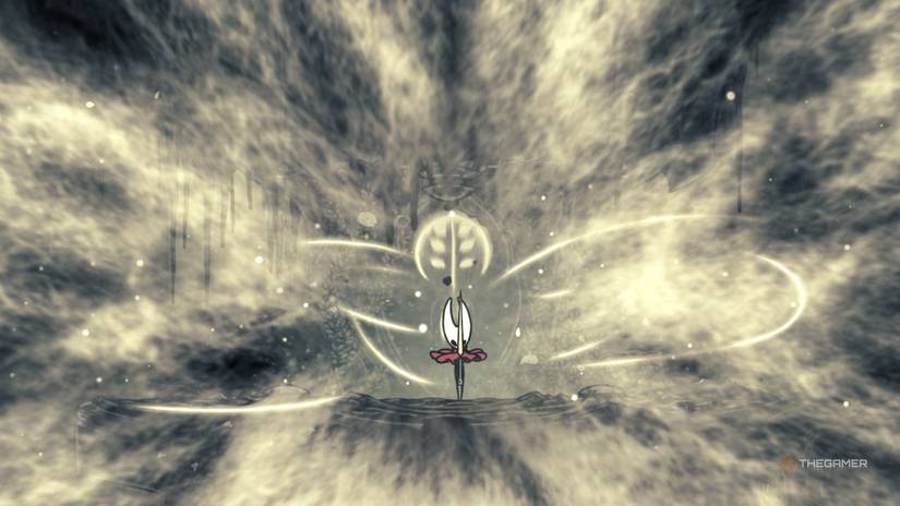 Hornet binds Herrah's power to her for the Cling Grip ability in Hollow Knight: Silksong.
