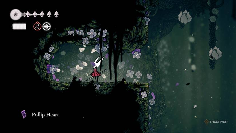 Hornet finds the third pollip heart after Sister Splinter in Hollow Knight: Silksong.