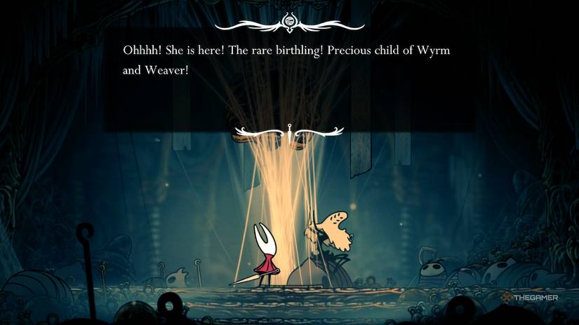 Widow exclaims in joy upon seeing Hornet in Hollow Knight: Silksong.