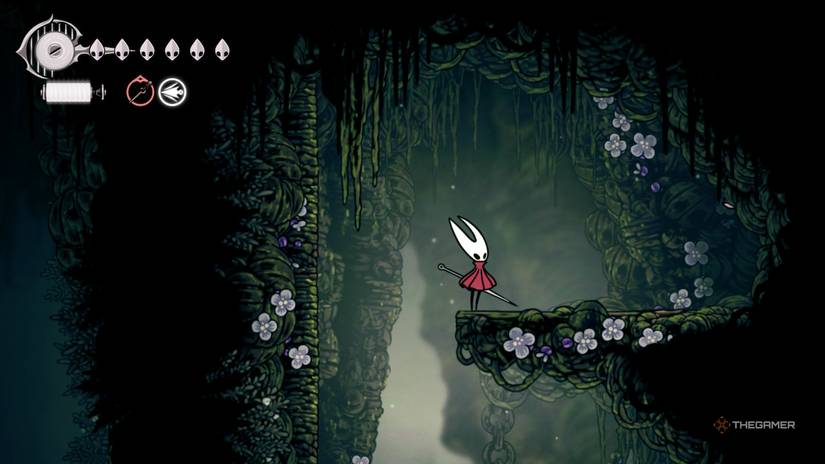 Hornet finds the location of her first Pollip Heart in Hollow Knight: Silksong.