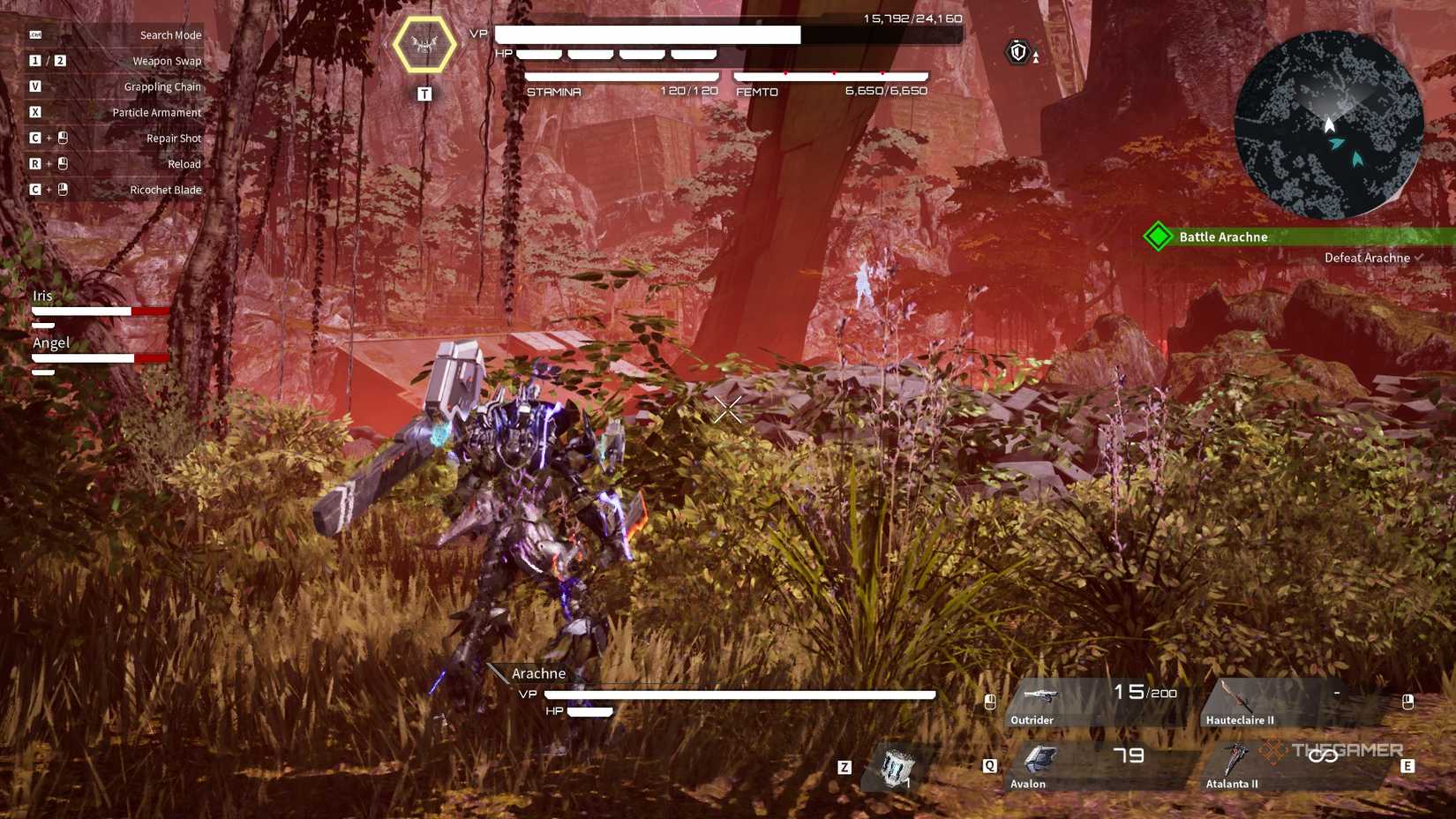 A Gun Vambrace with an Assault Rifle or Machine Gun is a great choice against Arachne, but leave the other arm open for melee weapons.