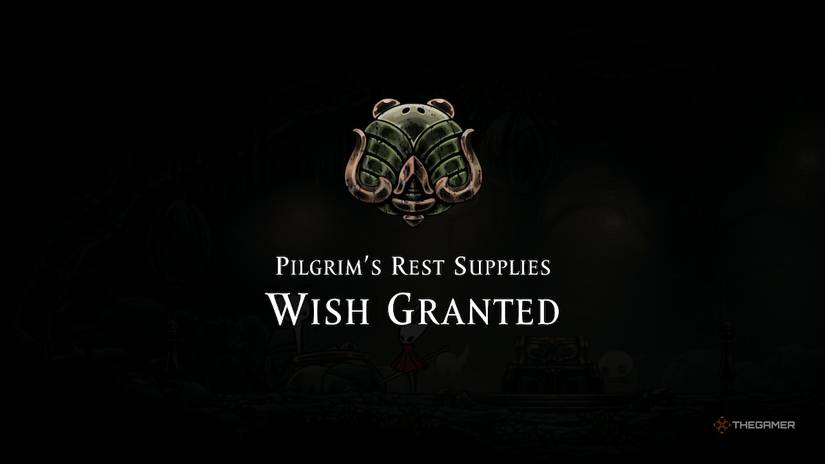 Hornet successfully delivers supplies to Pilgrim's Rest in Hollow Knight: Silksong.