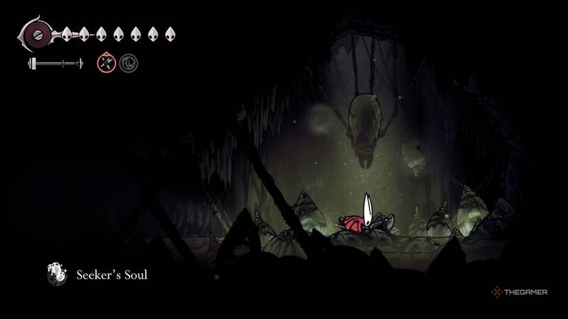 Hornet picks up the Seeker's Soul in Hollow Knight: Silksong.