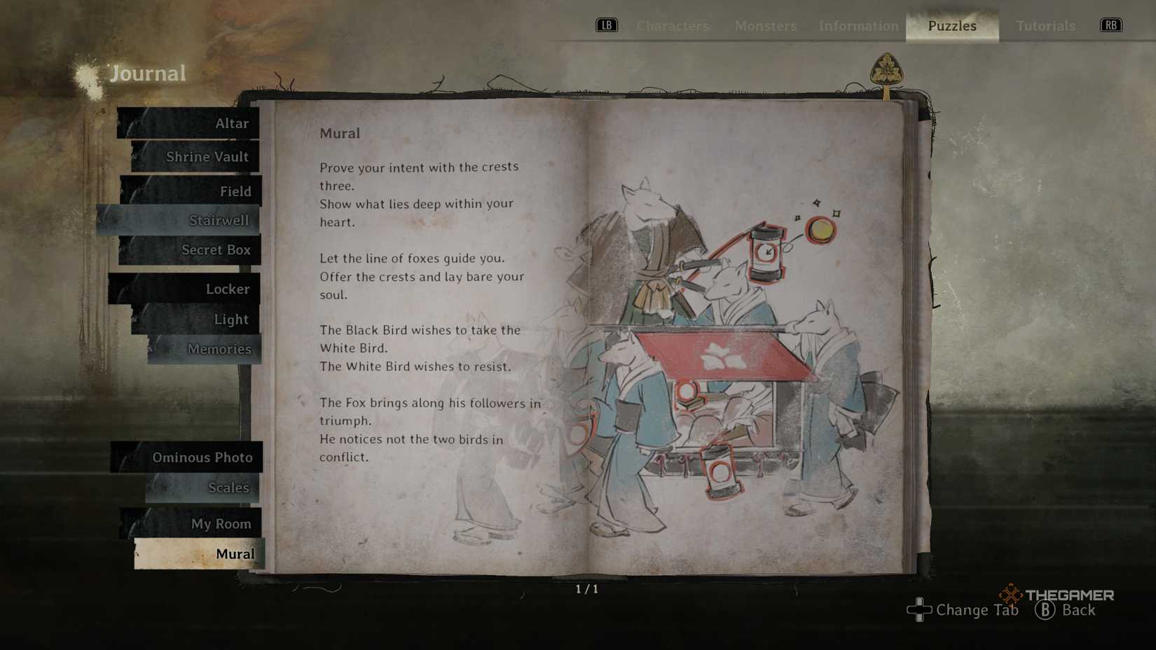 The mural puzzle and clues as shown in the journal in Silent Hill f.